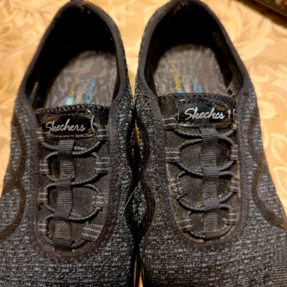 🐦‍⬛ Super Comfy Black Skechers Toggle Bungee Pull On Sneakers Shoes - 7.5M - Picture 5 of 12